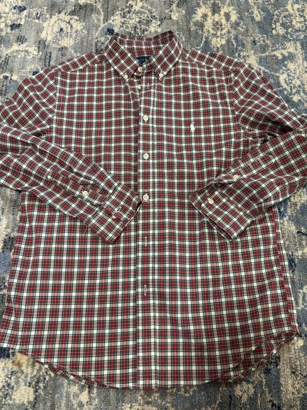 Ralph Lauren Plaid Button Down Shirt boys Size L (14-16)